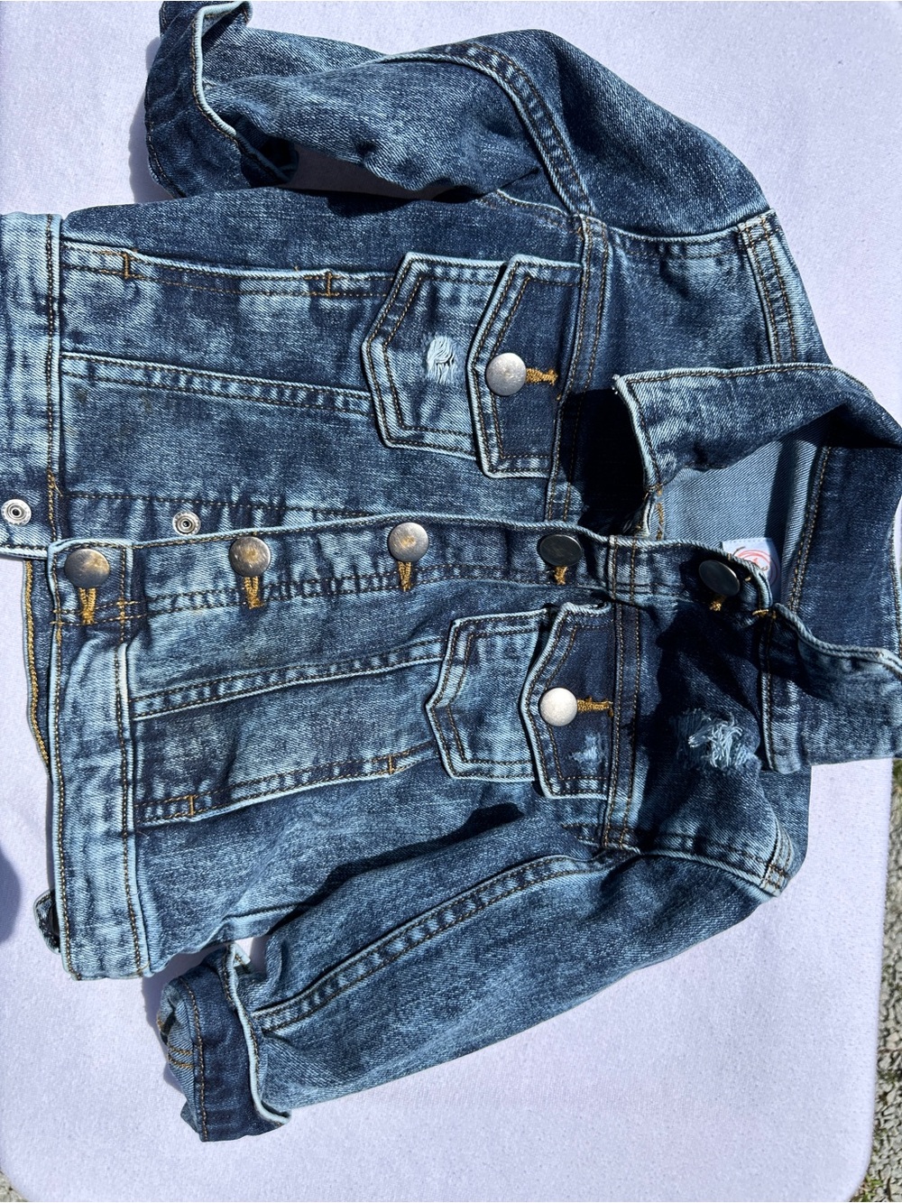 wonder nation Dark Blue and Green Denim Jean Jacket for Kids(24)